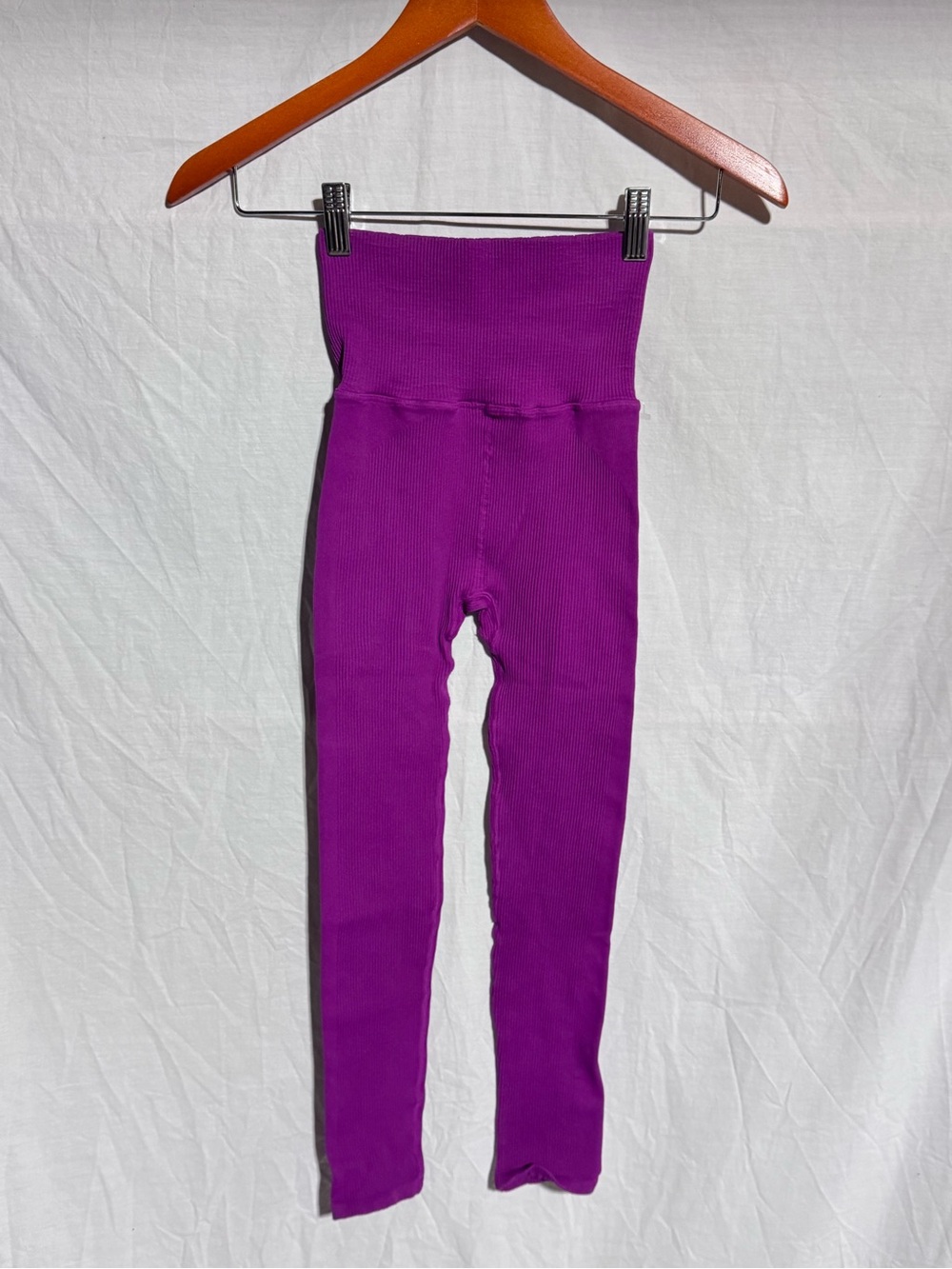 Free People High-Waist Ribbed Leggings - Purple